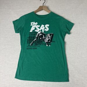 VTG Famous Stars and Straps FSAS Graphic T-shirt Girl's Large Green Crew Cotton
